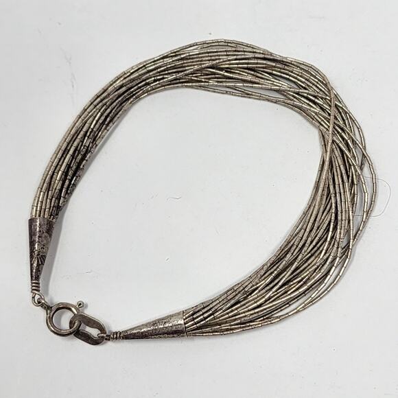 Sterling Silver Tube Beaded Native American Bracelet - Picture 5 of 7